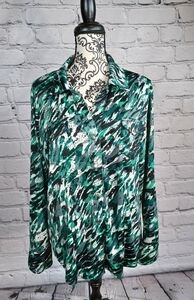 MISS TINA ANIMAL PRINT SNAP FRONT STRETCH 2X JACKET POCKETS LONG SLEEVE B30